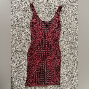 Rock & Republic Red and Black Glitter Dress